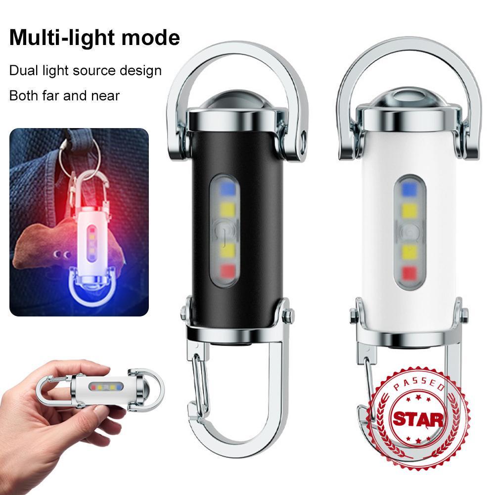 Mini COB LED พวงกุญแจไฟฉาย 7 โหมด มัลติฟังก์ชัน ชาร์จไฟได้ T8V0