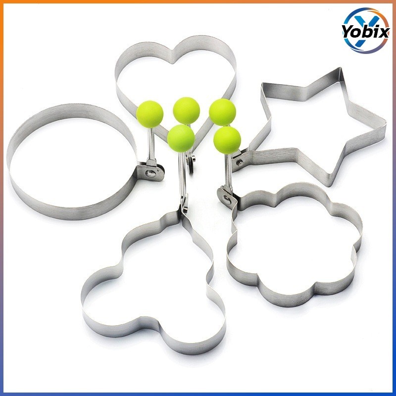 Yobix สินค้าขายดี！แม่พิมพ์ทำไข่ดาวและแพนเค้ก 5 รูปทรง สแตนเลส ทนทาน