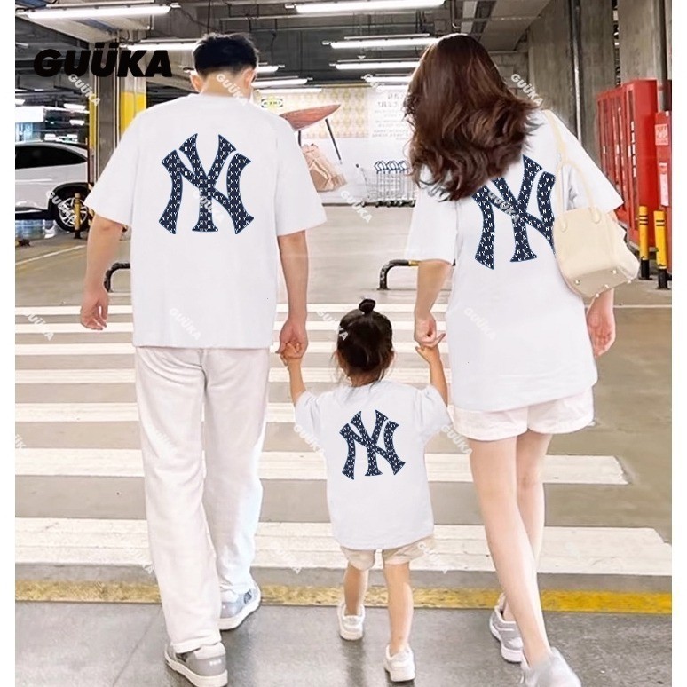 GUUKA ชุด ibu anak sedon Classic Monogram Family เสื้อยืด Baju Keluarga Corak Monogram Cotton
