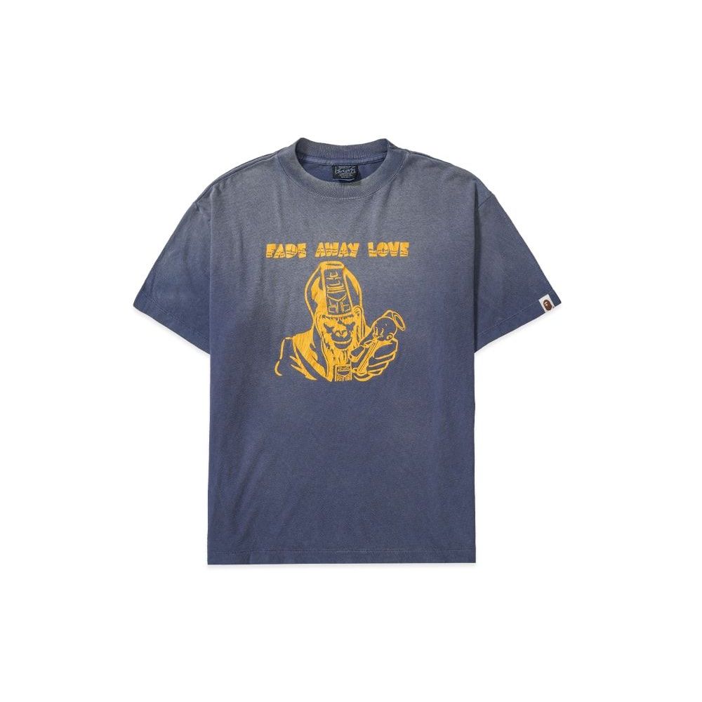 SAINT Mxxxxxx x A BATHING APE SS T-Shirt Fade Away LV Navy Unused