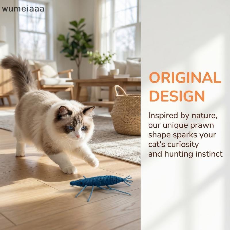 Wumeiaaa Woolry Prawn Cat ของเล่นประกอบด้วย Catnip แมลงจําลองเพื่อเล่นกับและความบันเทิงแมวเคี้ยวของเ
