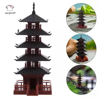 Pengatao09 Mini Pagoda รูปปั้นจีนโบราณอาคารรุ่น Pavilion ตกแต่งจําลองรูปปั้น Zen Garden Aquarium บอนไซตกแต่งใหม่