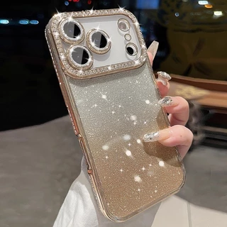 Clear Glitter Diamondเคสโทรศัพท์เข้ากันได้สําหรับiPhone 17 16 15 14 13 12 11 Pro Max Plusเพชรกันกระแทกกันชนกรณีปกปลอก