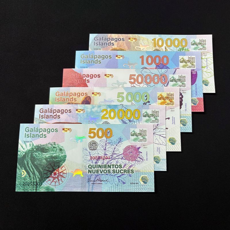 เกาะกาลาปาโกสใหม่2021ชุดเต็ม500-5000มูลค่าใบหน้าไม่หมุนเวียน6ธนบัตรพลาสติกเหรียญ20260320