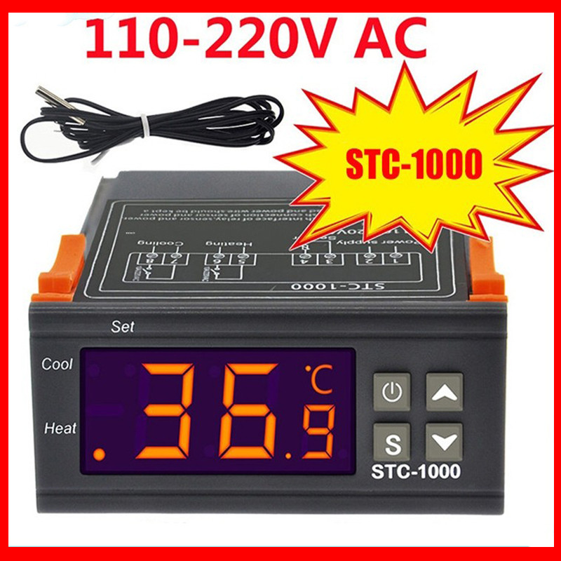 พร้อมส่ง🔥STC1000 ตัวควบคุมอุณหภูมิ เทอร์โมสตัต เครื่องควบคุมอุณหภูมิ AC 110-220V ด้วยเทอร์มิสเตอร์ P Robe-50 ~ + 99 °c