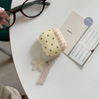 สําหรับ Apple Airpods 1/2, Pro, Pro 2, Pro3, Airpods 3, 4 เคสหูฟัง, รูปแบบประกบดาวลายสก๊อตเกาหลีพร้อมตะขอ, คลุมทั้งหมด