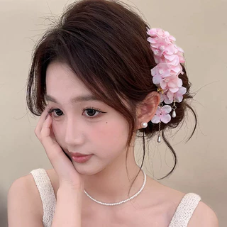 COD-ในไทย💖กิ๊บติดผมดอกไมประดับพู่้จี้มุกแฟชั่นฤดูร้อนหวานคุณภาพสูงคลิปด้านข้างสําหรับผู้หญิงของขวัญ-Kri