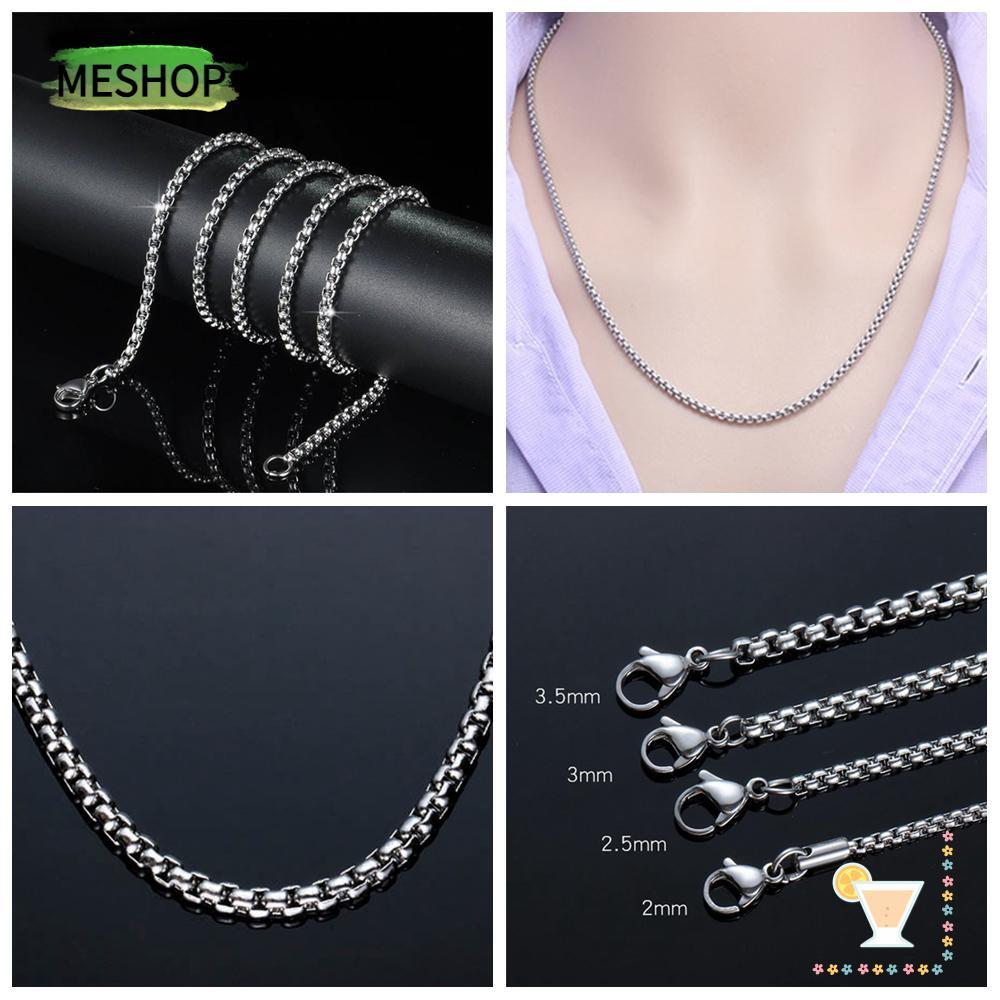 MESHOPTH สร้อยคอโซ่ Cool Hip Hop สีเงิน 2mm/2.5mm/3mm/3.5mm/4mm