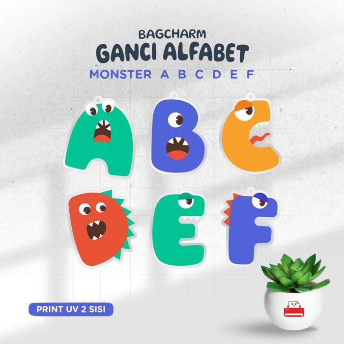 Gantungan Kunci Alfabet akrik 3 มม., อะคริลิคตัวอักษร Lucu Charm กระเป๋า, antunci Inisial Huruf Alfa