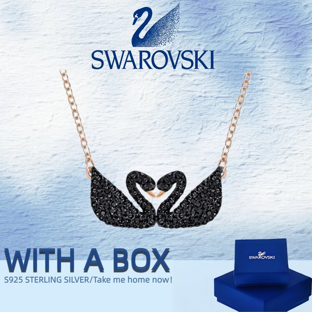 Swarovski Swan Jewelry Necklace Crystal Necklace Swan Jewelry Silver Heart Ladies Necklace