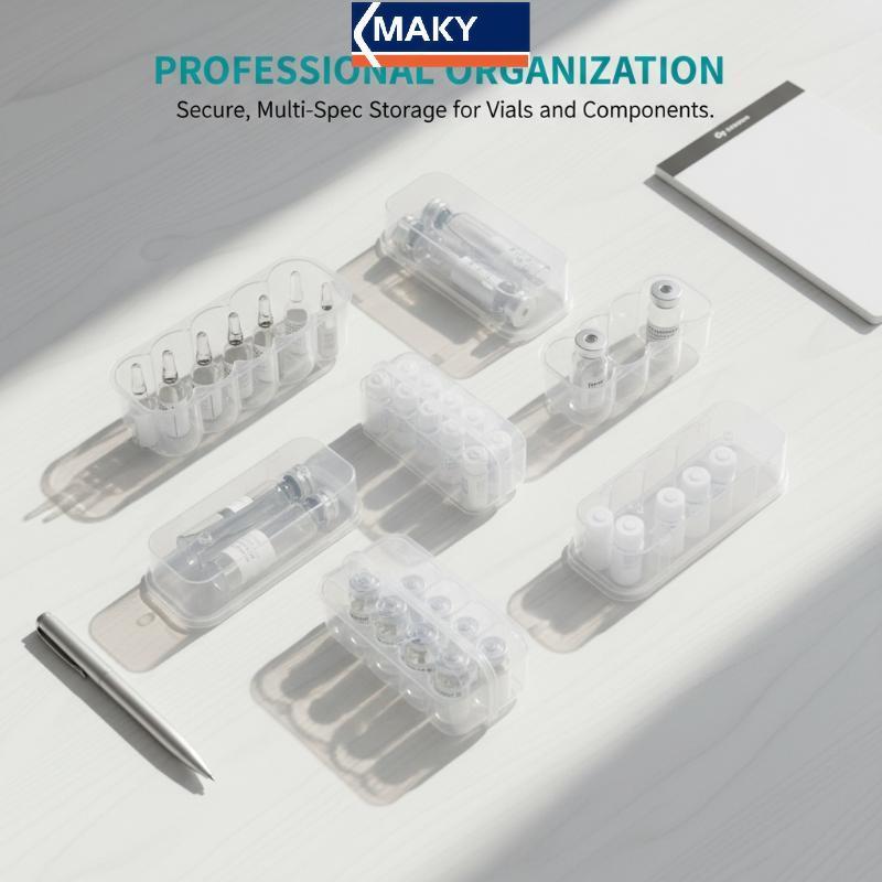 MAKY 4/10 ชิ้น Staable พลาสติก Microtube กล่องเก็บ 3ML 2/4/6/24-Slot Vial Storage Case Clear ตู้แช่แ