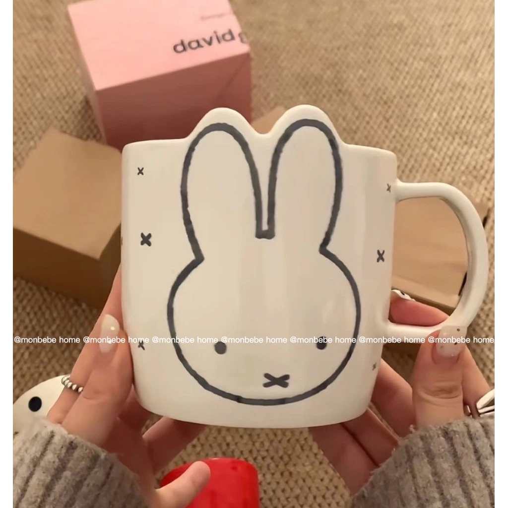 แก้วมัค แก้ว แก้วกาแฟ ins miffy🐰3D 360ml/600ml2 ขนาด สำหรับร้านกาแฟ พร้อมส่ง