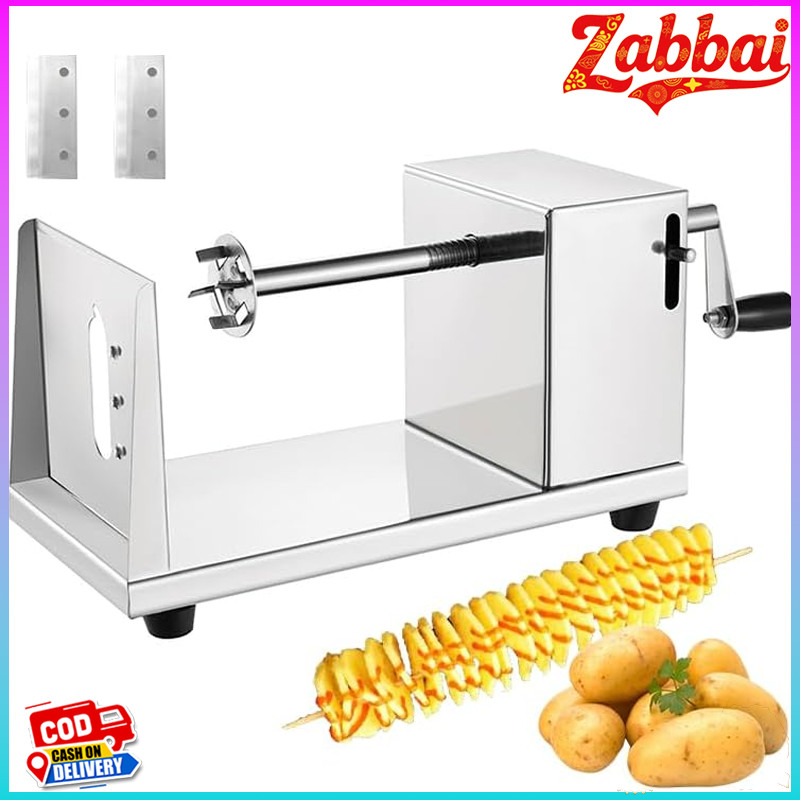 Zabbai เครื่องทำมันฝรั่งเกลียว แบบสเตนเลสสตีล เครื่องหั่นผัก มันฝรั่งทอดแผ่น