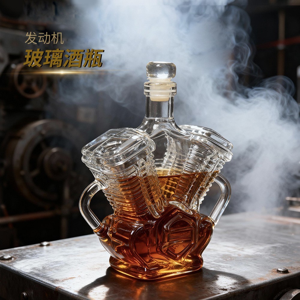 Whiskey Bottle V8Engine whiskey bottle vintage motorcycle themed glass bottle decoration