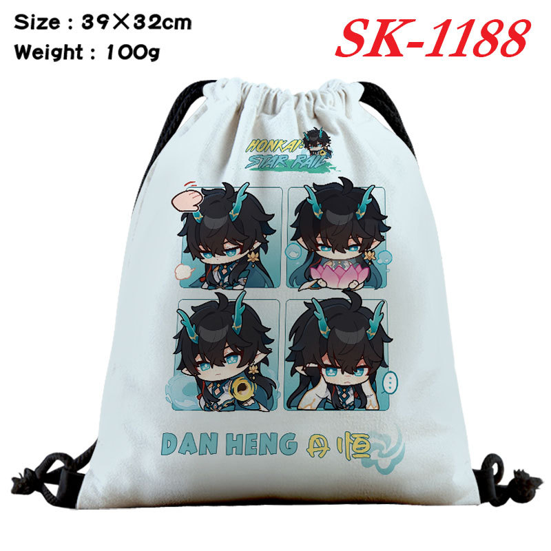 Honkai Star Rail การ์ตูนสีผ้าใบเด็ก Drawstring กระเป๋านักเรียนกระเป๋าของขวัญ