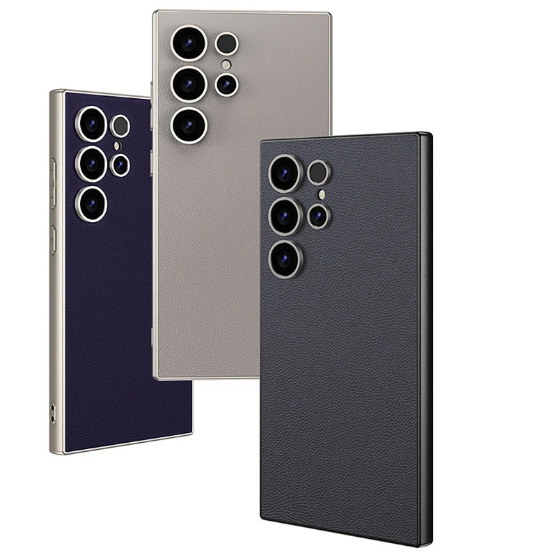 Metallic Lacquer หนังเคสโทรศัพท์สําหรับ Samsung Galaxy S26Ultra S25 Ultra S24 Ultra Hard PC Shell หร