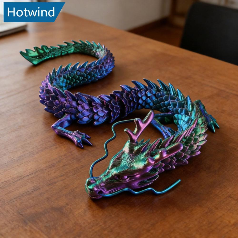 HW 60 ซม.3D พิมพ์จีน Divine Dragon Figurine Movable Joints จําลองมังกรของเล่น Creative Home Desk Dec