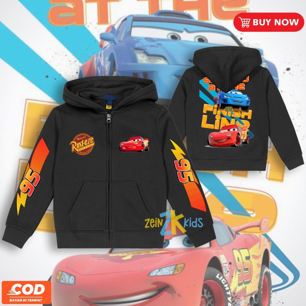 2026 เสื้อยืดผ้าฝ้าย   เสื้อฮู้ดเด็ก Lightning Mcqueen / เสื้อแจ็คเก็ตรถยนต์ Mcqueen สําหรับเด็ก