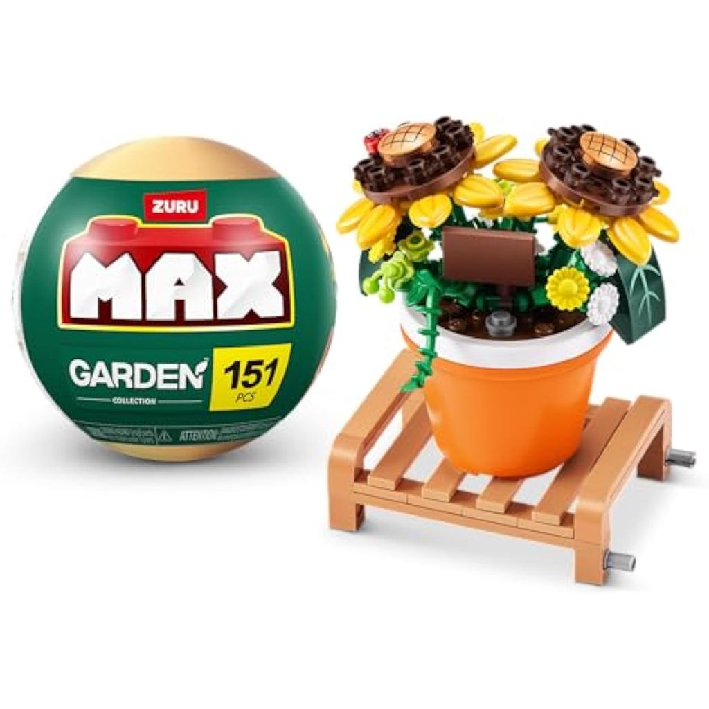 ZURU MAX Premium Garden Pot Plants Building Bricks Collection (กระถางดอกทานตะวัน, 1 แคปซูล) - สูงสุด