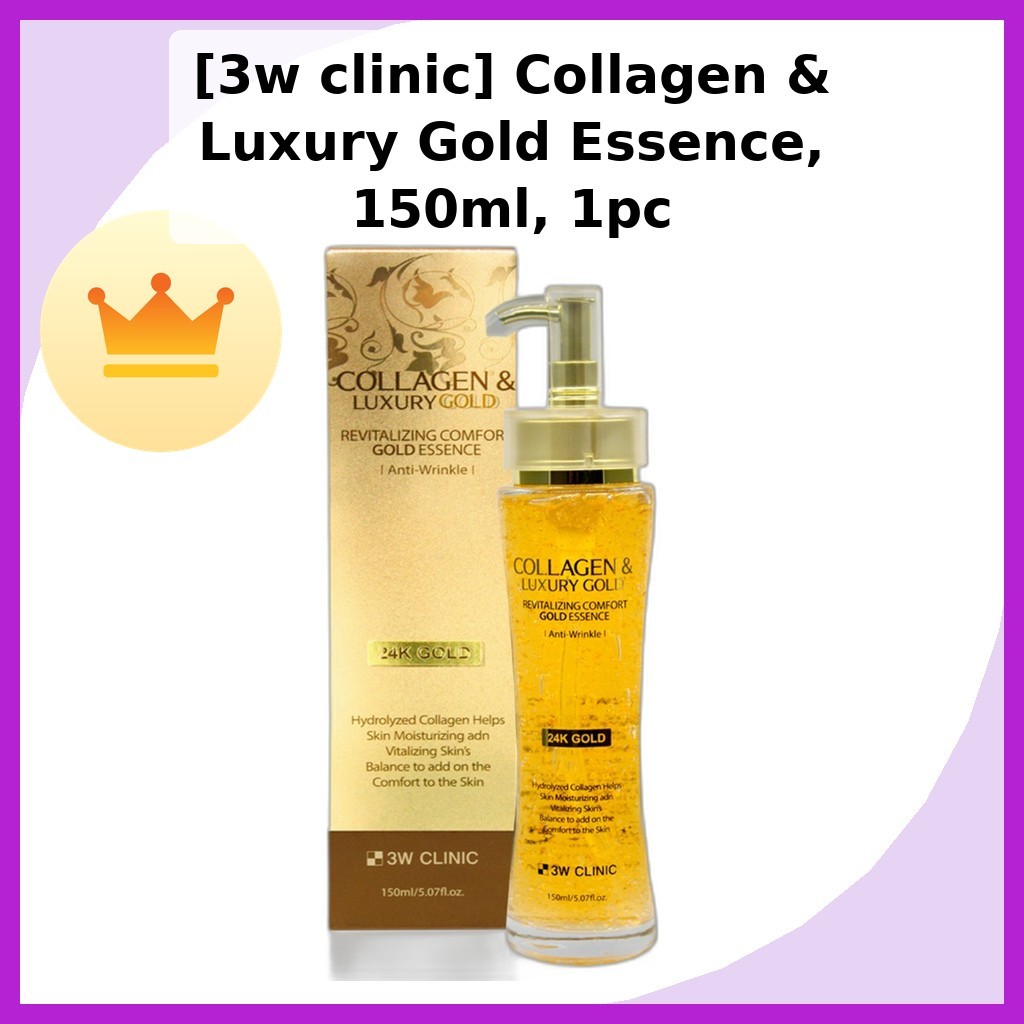 3W CLINIC [คลินิก 3w] Collagen & Luxury Gold Essence, 150ml, 1pc / Korean Essence / Radiant Glow / ข