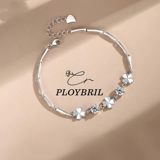 PLOYBRIL สร้อยข้อมือเงินแท้ Lucky Clover สร้อยข้อมือเพชร Moissanite สร้อยข้อมือผู้หญิง วาเลนไทน์ S030
