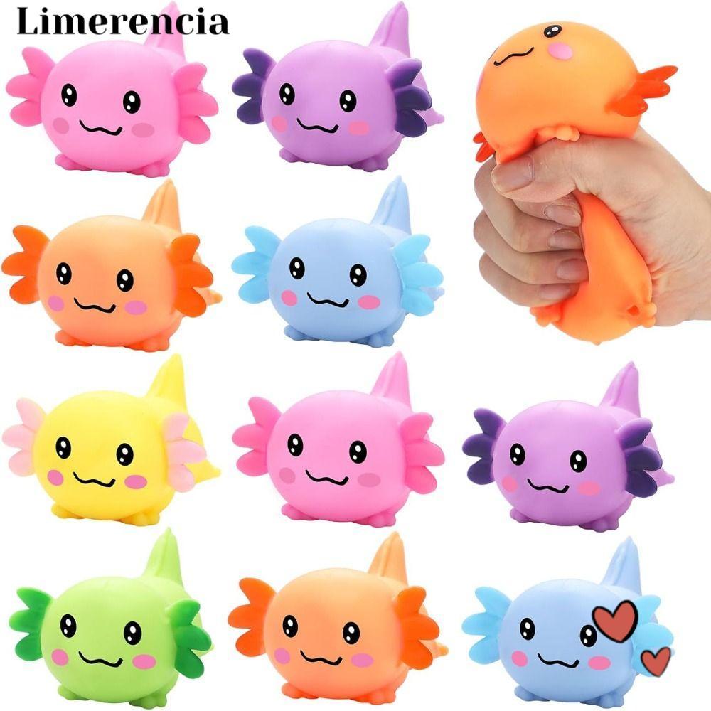 LIMERENCIA Squishy Stress Glitter, Glitter Sugar Filled Axolotl Squishy, น่ารักเนื้อผ่อนคลายรูปร่างน