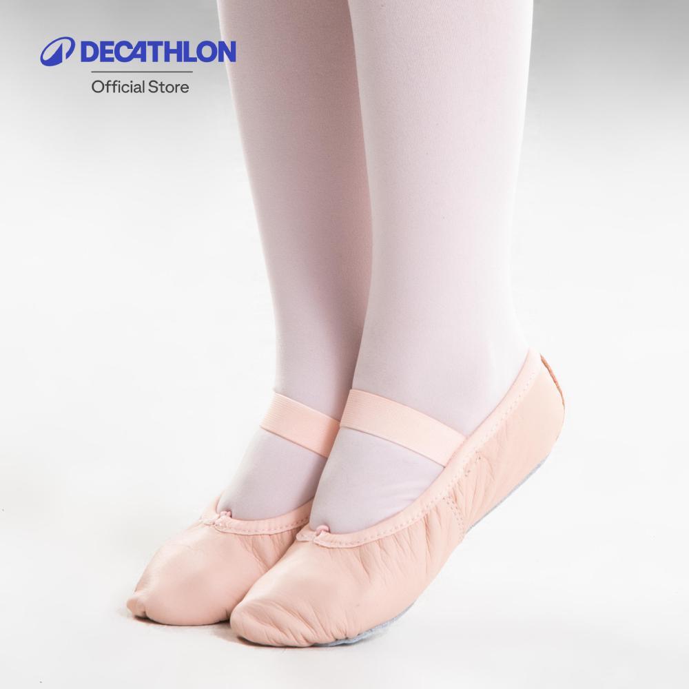 Decathlon Kids' Full Sole Leather Ballet Shoes รองเท้าบัลเลต์ Demi-Pointe แบบพื้นรองเท้าเต็มสำหรับเด
