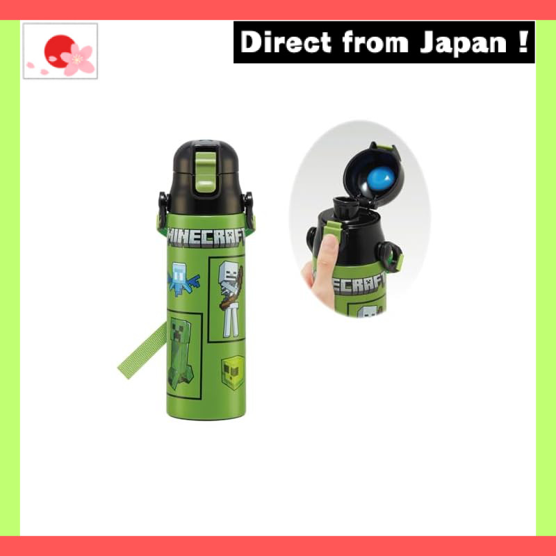 Skater Water Bottle 580ml Minecraft Direct Drinking Stainless Steel Sports Bottle SDC6N-A【Japan Orig