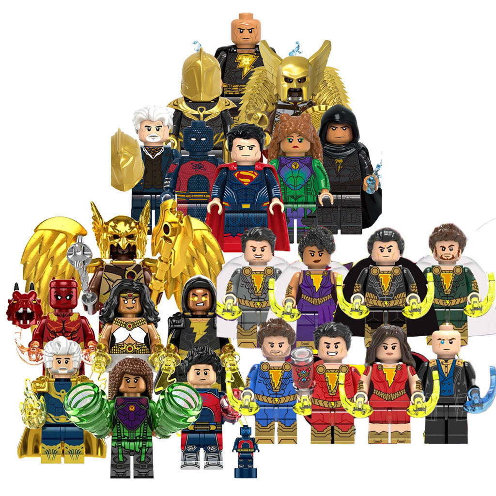 DC Shazam สีดํา Adam Series Minifigures Mary Marvel Doctor Fate Hawkman Atom Smasher Shazam สีดํา Ad