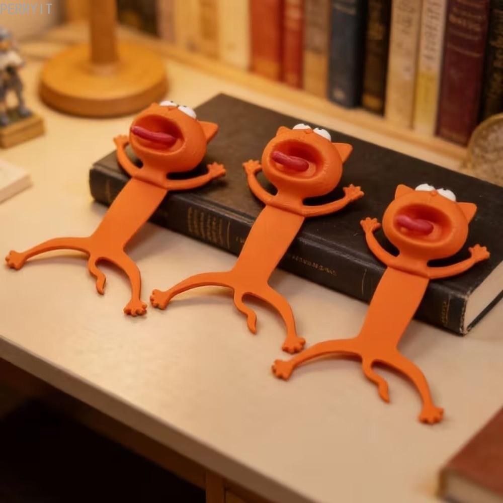 PERRY ที่คั่นหนังสือแมวขี้เกียจ 3D น่ารัก เครื่องมืออ่านหนังสือ ของขวัญ