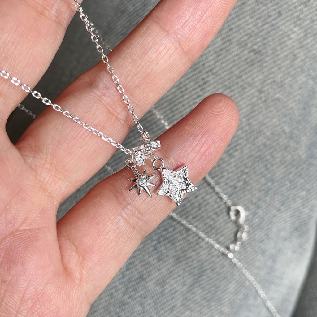 S925 สร้อยคอ Sparkle Stars