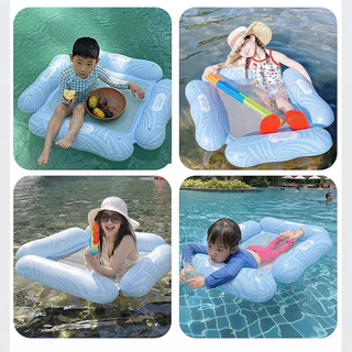 Berma Baby แพยางลอยน้ำ PVC เตียงลมเป่าลมพร้อมตาข่าย พับได้ สำหรับเด็กและผู้ใหญ่