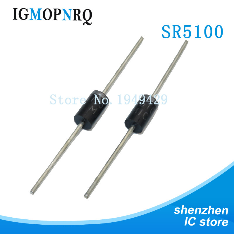 20 ชิ้น/ล็อต SR5100 SB5100 5A/100V DO -27 SB5100 Schottky Diode ใหม่