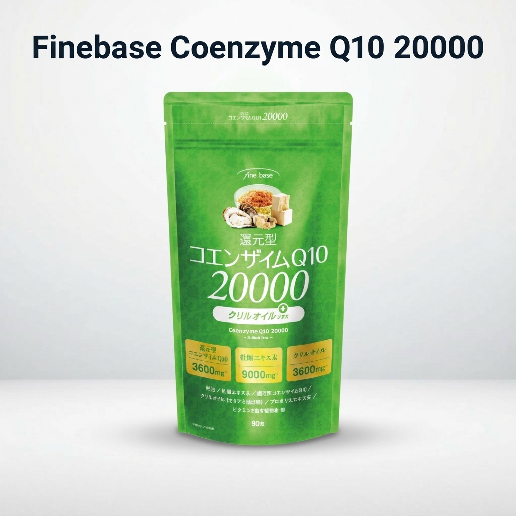 Finebase Coenzyme Q10 20000 Supplement, Kaneka Reduced Type Omega-3, 90 Capsules, 30-Day Supply