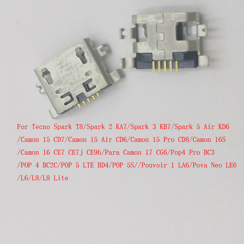 10-100Pcs ปลั๊กเชื่อมต่อ Usb สําหรับ Tecno Camon 15 Pro 16 17 16S Pop 4 5S Spark 2 3 T8 5 Air Pova N