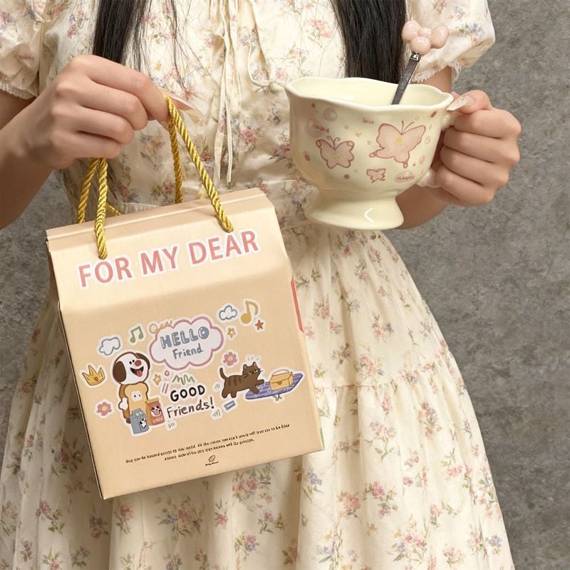 แก้วเซรามิกผีเสื้อสไตล์เจ้าหญิงของขวัญวันเกิด Noble Niche Style Milk Coffee Cup in High-Appearance