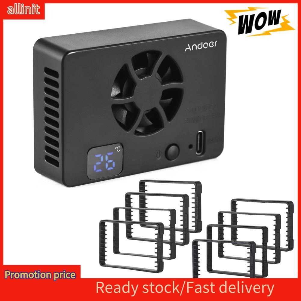 Allinit Allinit Andoer FS-06 กล้องพัดลมระบายความร้อนระบบภายนอกพร้อมจอแสดงผล OLED 8 ชิ้นแผ่นอะแดปเตอร