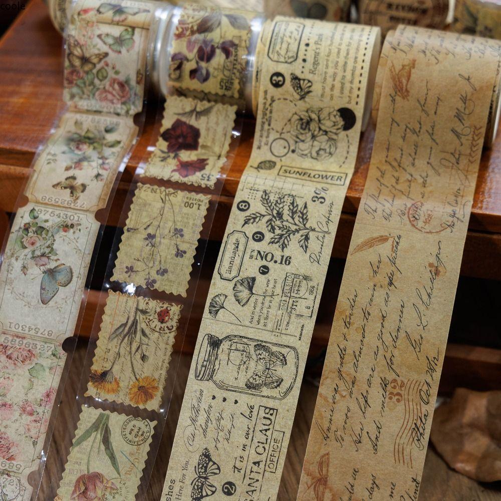 COOLE เทป Washi, Self-กาว DIY Die-Cut เทป, Vintage เกี่ยวกับ Past Series 35 ซม.ความยาวรอบของขวัญตกแต่งกระดาษเทป Journal Decor