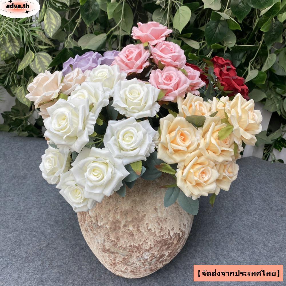 จัดส่งจากประเทศไทยADVA Camellia Rose Gifts Party 9 Heads Holding Bouquets