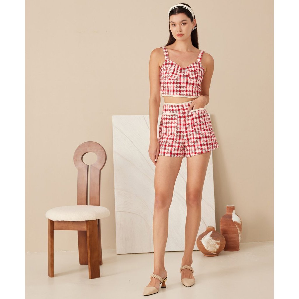 HV Riviera Tweed Top - Scarlet