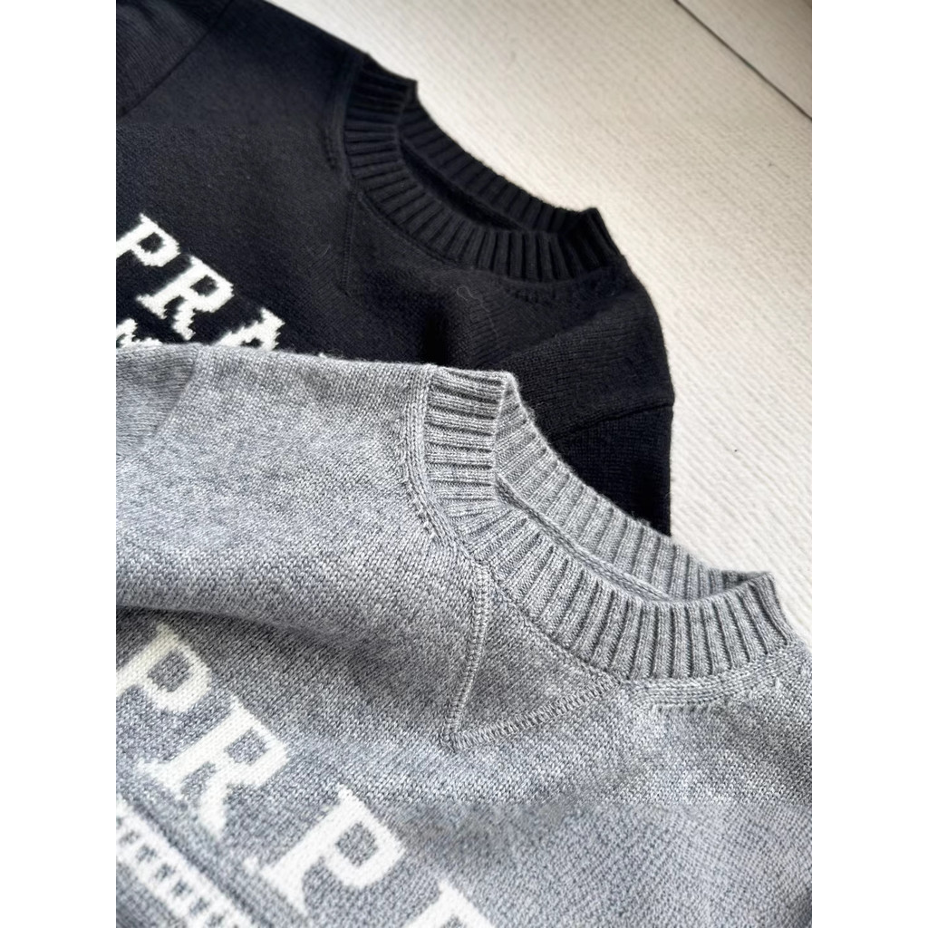 CJ4I PRAD* Autumn and Winter New Classic Letter Cashmere Base Shirt LOGO Jacquard Casual Loose Versa