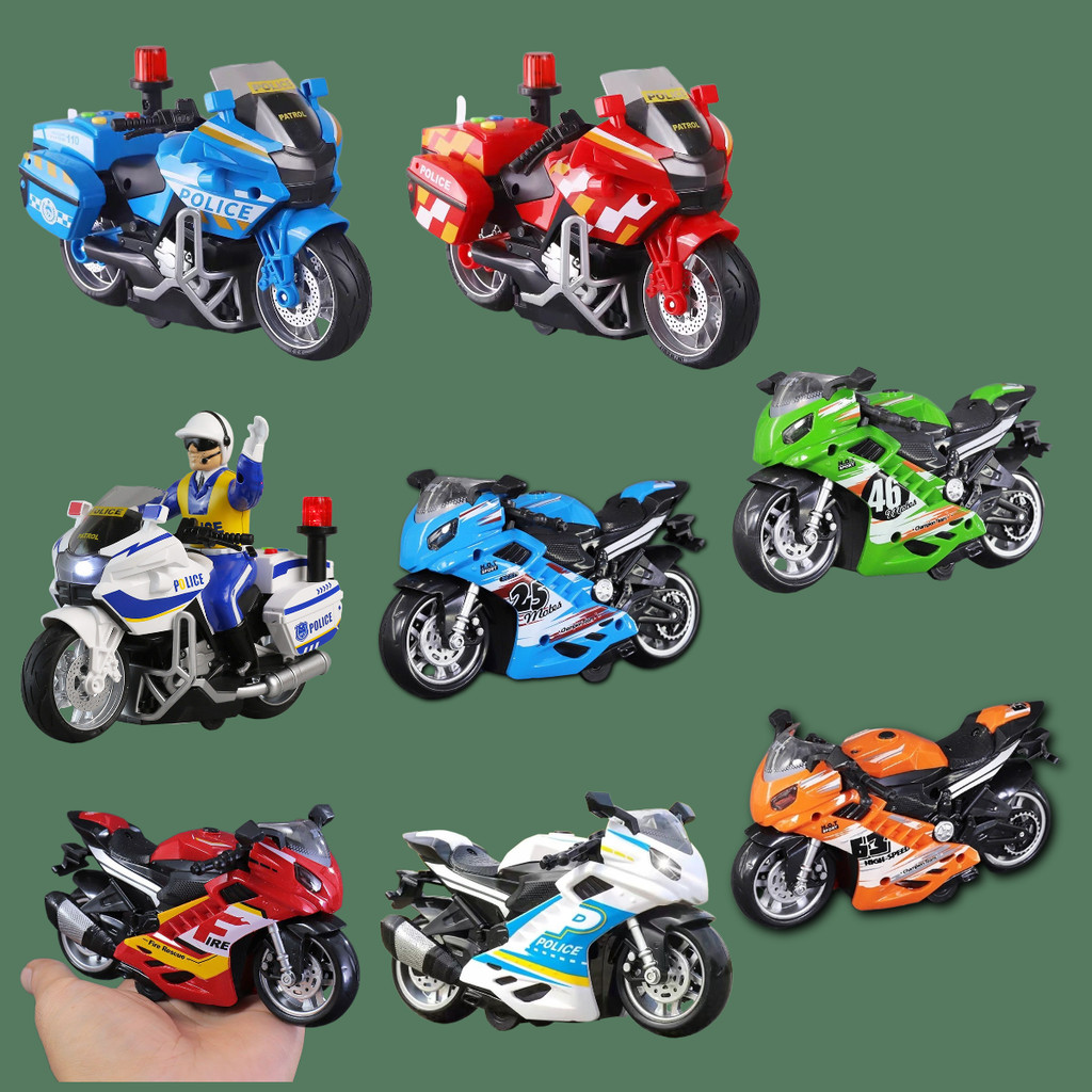 Boy Inertial Motorcycle Ideal Birthday Gift Childrens Favorite Toy Car Model Accessories with Music Light Racing เหมาะสําหรับ