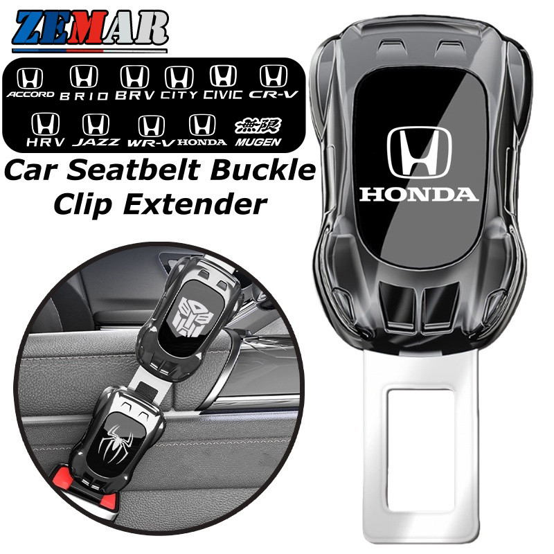 1/2 ชิ้น Honda ข็มขัดนิรภัยรถยนต์หัวเข็มขัดคลิป Extender กีฬารถรูปร่างความปลอดภัยหัวเข็มขัดคลิปแปลงกําจัดเสียงหัวเข็มขัด Honda Civic 11th 10th gen fe fk fd Fit ge HRV Jazz gk City Hatchback Odyssey CRV BRV WRV Mugen