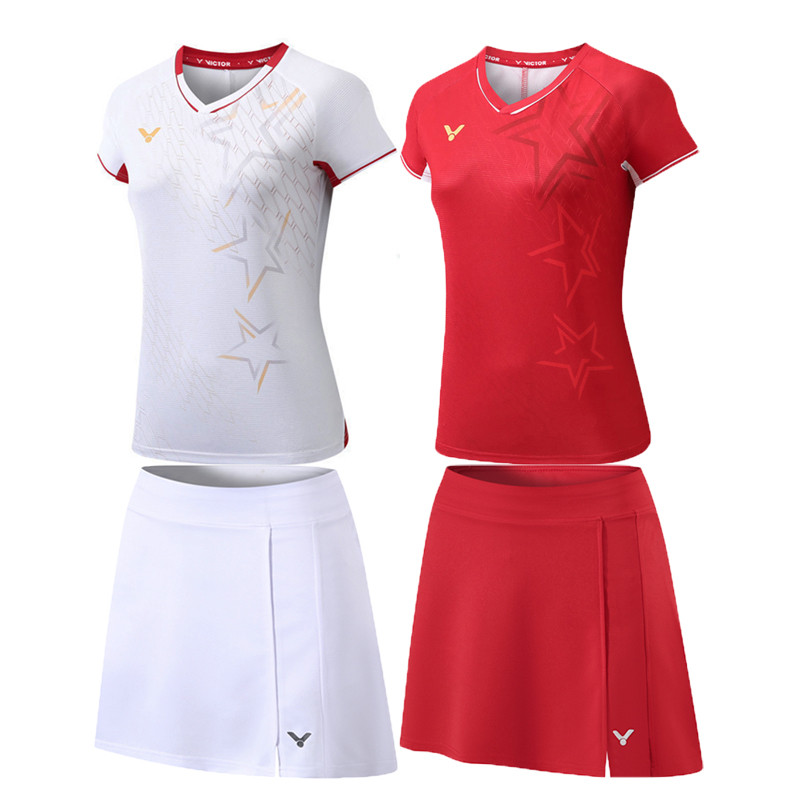 VIC Badminton Jersey Set ชุดเจอร์ซีย์กระโปรงสำหรับผู้หญิงและเด็กผู้หญิง ออกแบบมาเพื่อความคล่องตัวในการเล่นแบดมินตัน มีระบบระบายอากาศดี ใช้ได้ทั้งฝึกหัดและแข่งขัน