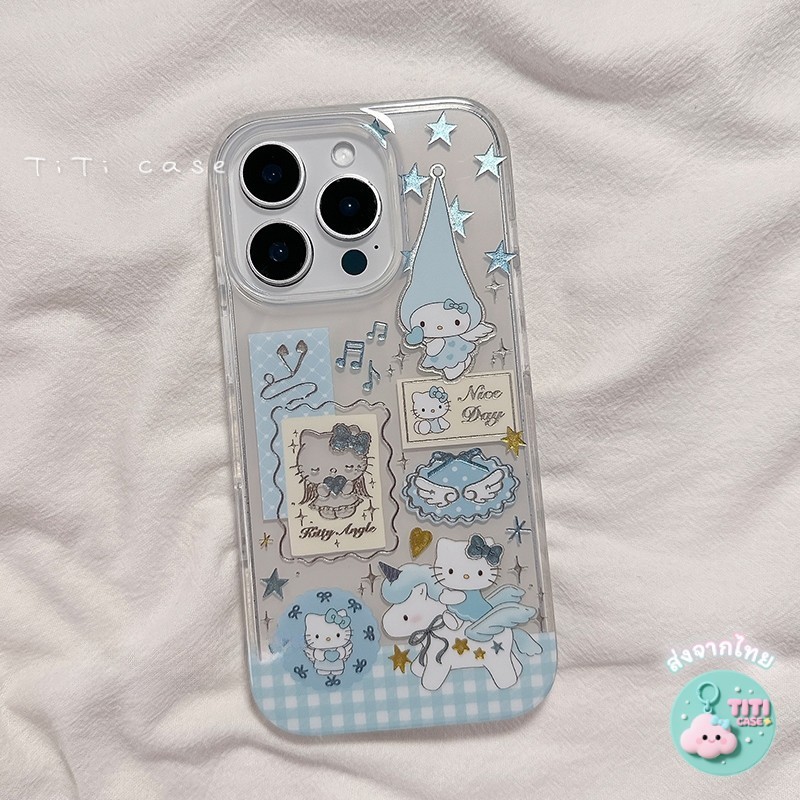 🔥good🔥รูแม่นยำ สไตล์สูงระดับ ส่งจากไทย คิตตี้สีฟ้า for iPhone เคสไอโฟน 17 11 12 13 14 15 16 PLUS PRO MAX X XR 7 8PLUS แ