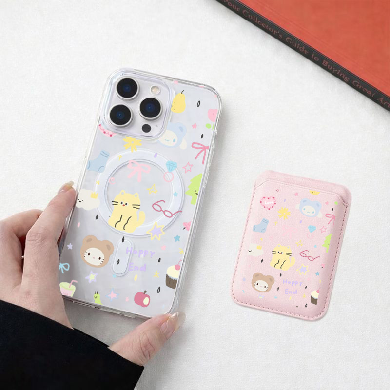 Cat bow tie pattern Wallet เคสกันกระแทก เหมาะสําหรับ iPhone 11 12promax 12 13 14 15 Pro Max Case ฝาหลัง 14promax 15pro 16 Pro Max 17 17air 17promax Casing ราคา ถูกที่สุด ดีลบีเคเค แกลเลอรีภาพที่ 6
