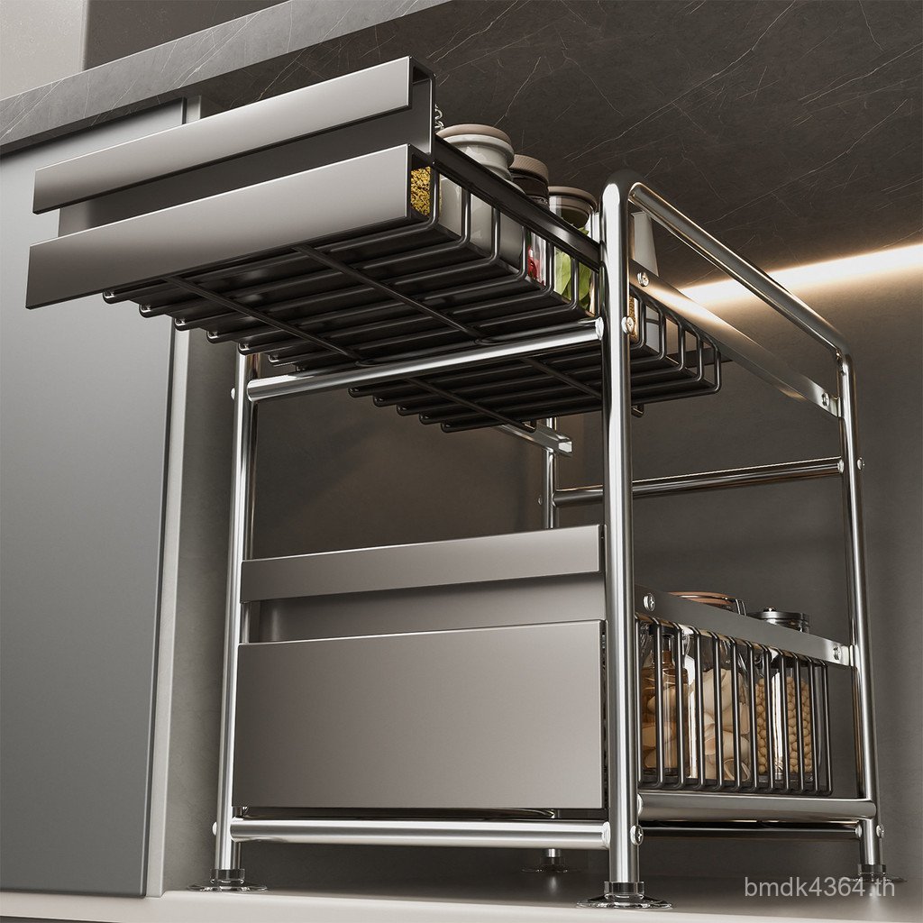 Washba Rack ตู้ Sundries ตู้มัลติฟังก์ชั่ดึงตะกร้า Double-Layer Rack ลิ้นชัก Rack Pull-out EDUB