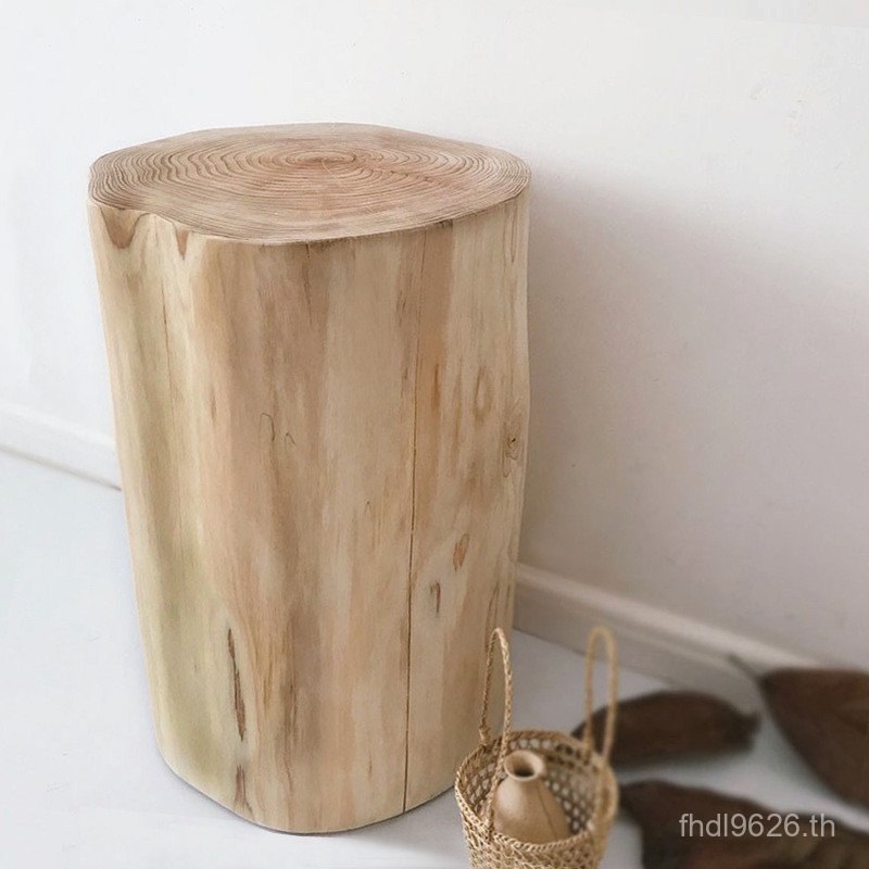 Log Stump Nordic เครื่องประดับโต๊ะด้านข้างไม้ Stump โต๊ะข้างเตียงสตูลไม้ Stump สตูลไม้เนื้อแข็ง Simp