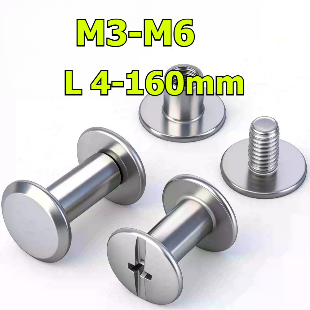 304 สแตนเลสสตีลแบนหัวเด็กและแม่เล็บคู่ล็อคสกรู ledger rivet สูตรก้นหัวเข็มขัดเล็บแม่ M3/M4/M5/M6 * L4-160 มม.MHJ-MB
