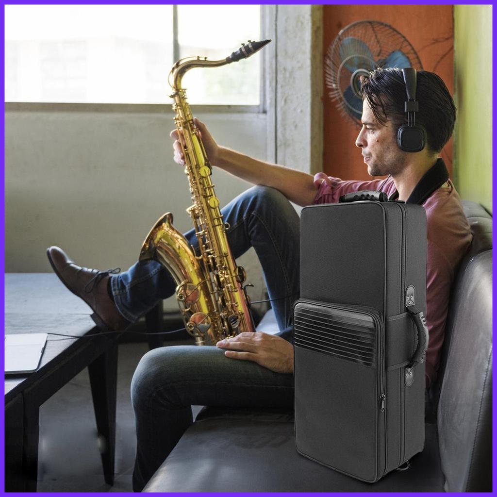 Alto แซ็กโซโฟนกระเป๋าเป้สะพายหลังแซ็กโซโฟนนุ่มเบาะ Alto Sax กระเป๋า Alto แซ็กโซโฟน 600d ผ้าใบ Alto S